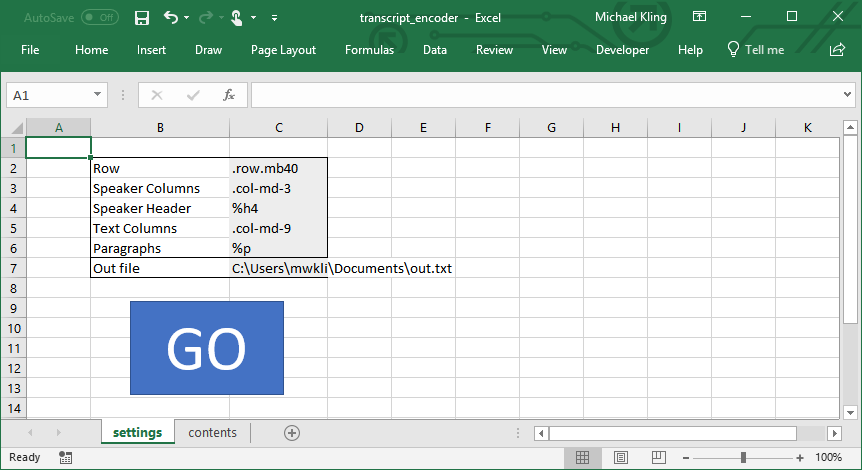 excel-transcript-settings