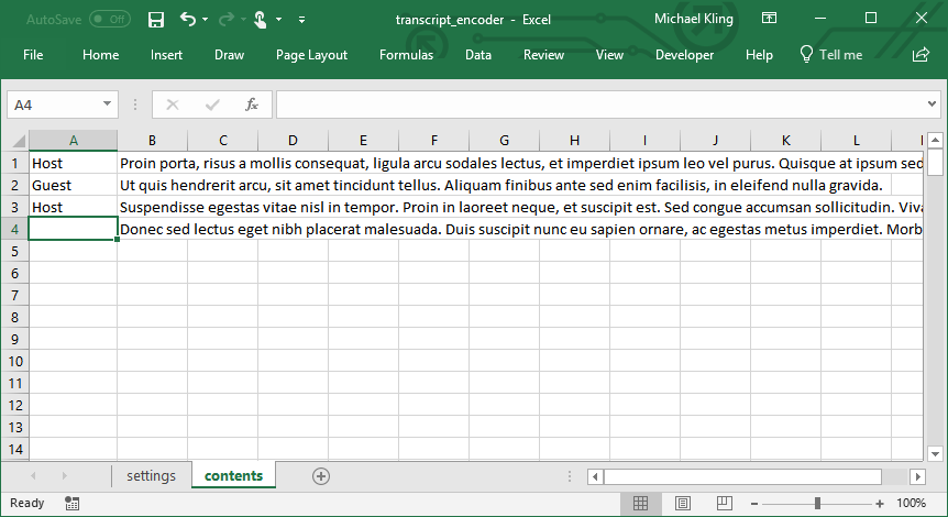 Translating an Interview Transcript to HAML with Excel Macros